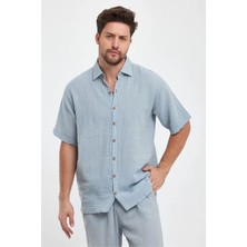 Kurular Tekstil Müslin Yakalı Kısakol Gömlek