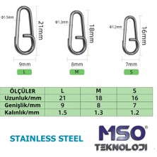 MSO Teknoloji Olta Balıkçılık Paslanmaz Çelik Ultra Güçlü Oval Split Ring