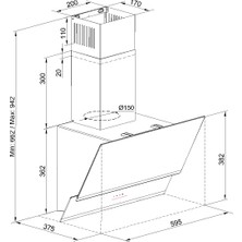 Tommatech TDE6001SG Duvar Tipi Davlumbaz 60 Cm Gri Cam