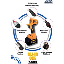 Dager All In One 5'li Set Kömürsüz Şarjlı Darbeli Matkap Dal Budama Testere Kırıcı Delici Taşlama Somun Sökme Makinesi Seti