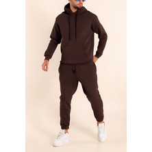 Yakamel Erkek 3 Iplik Paçası Lastikli Jogger Eşofman Takımı