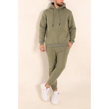 Yakamel Erkek 3 Iplik Paçası Lastikli Jogger Eşofman Takımı