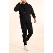 Yakamel Erkek 3 Iplik Paçası Lastikli Jogger Eşofman Takımı