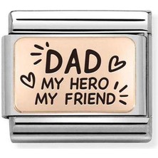 Nomination Composable Classic Dekoratif Link - Plakalar Mesajlar - Kahramanım Arkadaşım Babam -  9k Rose Altın