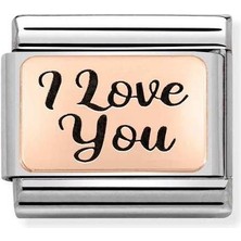 Nomination Composable Classic Dekoratif Link - Plakalar Mesajlar - Seni Seviyorum -  9k Rose Altın