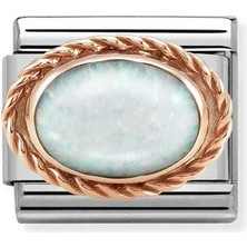 Nomination Composable Classic Dekoratif Link - Taşlar Oval - Beyaz Opal -  9k Rose Altın