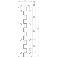 Azra Yapı 60X180 mm Paslanmaz Çelik Krom Yaprak Menteşe Yüksek Kalite