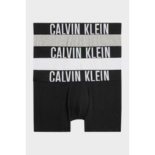 Calvin Klein Erkek 3'lü Trunk Boxer Seti Düz Desenli Siyah Beyaz Gri Renk Seçenekleriyle