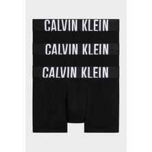 Calvin Klein Erkek Trunk Boxer 3'lü Siyah Düz Desenli Konforlu Paça Tipi