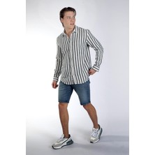Lee Cooper Cizjo Erkek Dokuma Gömlek Ekru-Lacivert