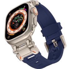 MobaxAksesuar Apple Watch Ultra 1/2/3 49mm Titanyum Metal Bağlantı Kitli Silikon Kordon 101
