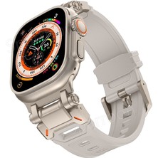 MobaxAksesuar Apple Watch Ultra 1/2/3 49mm Titanyum Metal Bağlantı Kitli Silikon Kordon 101