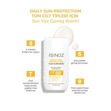 Sinoz SPF50+ Günlük Kullanım  Sıvı Güneş Kremi - Yeni Nesil Güneş Filtreleri İle Hibrit Formül 50ML