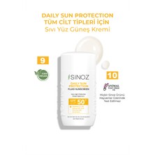 Sinoz SPF50+ Günlük Kullanım  Sıvı Güneş Kremi - Yeni Nesil Güneş Filtreleri İle Hibrit Formül 50ML