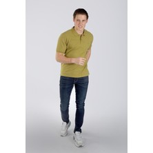 Lee Cooper Twins 1 Erkek %100 Pamuk Pike Polo Yaka T-Shirt Yağ Yeşili