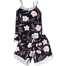 Sıla Sella Çiçek Desenli Dantel Işlemeli Şort Alt Üst Takım