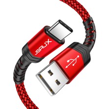 Jsaux Premium Serisi UZUN Usb-A To Type-C 3 AMPER 3 Metre  300 CM Uzun Hızlı Şarj ve Data Kablosu iPhone 15 Serisi Ve Type-C girişli Cihazlar İle Uyumlu CC0011 Kırmızı