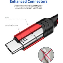 Jsaux Premium Serisi UZUN Usb-A To Type-C 3 AMPER 3 Metre  300 CM Uzun Hızlı Şarj ve Data Kablosu iPhone 15 Serisi Ve Type-C girişli Cihazlar İle Uyumlu CC0011 Kırmızı