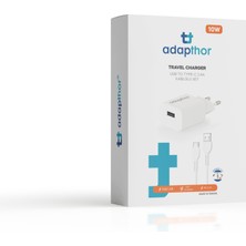 Adapthor 10W 5V 2.1A Tek USB + USB To Type C  2.4A Kablolu Set  Beyaz