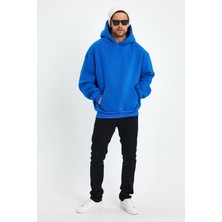 Kef Clothing Saks Mavi Hoodie, Oversize Sweatshirt, Erkek Hoodie, Kanguru Cep Kapüşonlu