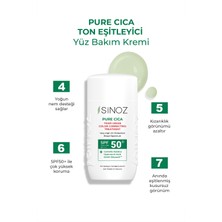 Sinoz Spf50 Pure Cica Anında Ton Eşitleyici Yüz Bakım Kremi - Yeni Nesil Mineral Güneş Filtresi