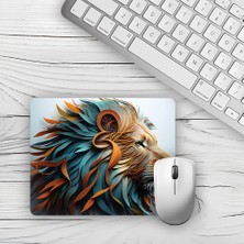 Moddy Store Pastel Renkli Asil Aslan Tasarımlı Baskılı Kaydırmaz Taban 18X22 cm Mouse Pad