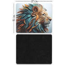 Moddy Store Pastel Renkli Asil Aslan Tasarımlı Baskılı Kaydırmaz Taban 18X22 cm Mouse Pad