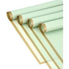 Roco Paper Co. Çiçek Ambalaj Kağıdı - Nil Yeşili - Altın Kenarlı - Mat Opp 58X58 cm - 5 Adet