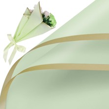 Roco Paper Co. Çiçek Ambalaj Kağıdı - Nil Yeşili - Altın Kenarlı - Mat Opp 58X58 cm - 5 Adet