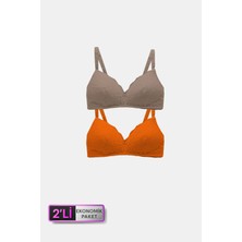 Pierre Cardin 6817 2'li Ekonomik Paket Venedik Desteksiz Nude - Turuncu Dantelli Sütyen Set