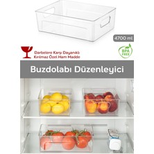 Meleni Home Kırılmaz Ultra Dayanıklı Buzdolabı Düzenleyici Organizer Kutu Şeffaf- 26,5X18X9 Cm/4,7 L