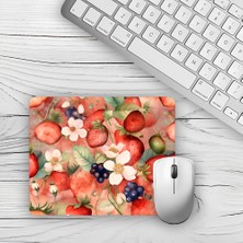 Moddy Store Çilek ve Üzüm Tasarımlı Baskılı Kaydırmaz Taban 18X22 cm Mouse Pad