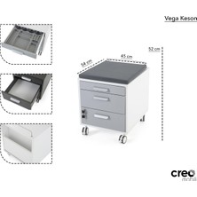 Creo Mobili Vega Tekerlekli Kilitli Çekmeceli Keson - Beyaz
