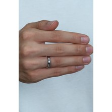 Unisex 4mm İnce Bombeli Erkek Kadın Çelik Alyans Yüzük cl18