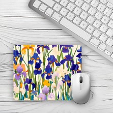 Moddy Store Mavi Beyaz Renkli Çiçekler Tasarımlı Baskılı Kaydırmaz Taban 18X22 cm Mouse Pad