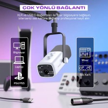 Fifine Am8 XLR/USB Rgb Beyaz Dinamik Bilgisayar Oyuncu Yayıncı Mikrofonu