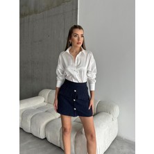 Hira Fashion Kadın Beyaz Saten Gömlek
