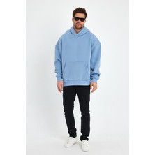 Kef Clothing Bebe Mavisi Hoodie, Oversize Sweatshirt, Erkek Hoodie, Kanguru Cep Kapüşonlu