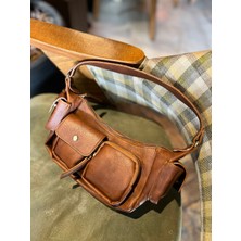 Zeyzey Butik Stra Çok Cepli Deri Baget Taba Kadın Çanta