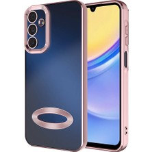 Case World Samsung Galaxy A25 Kapak Lens Korumalı Logo Gösteren Şeffaf Luxury Silikon Kılıf - Rose Gold