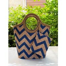 Çanta Tasarımcısı Plaj Bags Plaj Çantası Lacivert Zigzag
