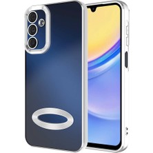 Kzy Samsung Galaxy A15 Kapak Lens Korumalı Logo Gösteren Şeffaf Luxury Silikon Kılıf - Gümüş