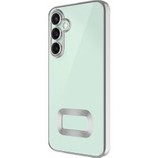 Caseart Samsung Galaxy A35 Kapak Lens Korumalı Logo Gösteren Şeffaf Luxury Silikon Kılıf - Gümüş