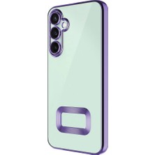 Caseart Samsung Galaxy A35 Kapak Lens Korumalı Logo Gösteren Şeffaf Luxury Silikon Kılıf - Lila