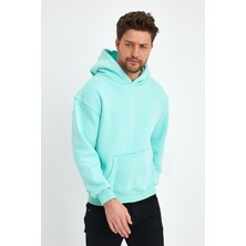 Kef Clothing Açık Mavi Hoodie, Oversize Sweatshirt, Erkek Hoodie, Kanguru Cep Kapüşonlu