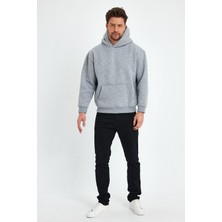 Kef Clothing Gri Hoodie, Oversize Sweatshirt, Erkek Hoodie, Kanguru Cep Kapüşonlu