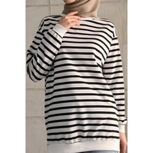 Sevenline Iki Iplikli Tesettür Tunik Çizgili Sweatshirt
