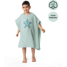Zuppers 4 Katlı Nakışlı Müslin Panço - Mint Yeşili