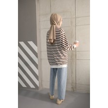 Sevenline Iki Iplikli Tesettür Tunik Çizgili Sweatshirt