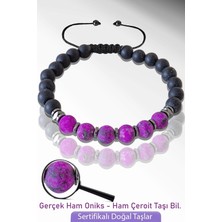 Tesbih Atölyesi Sertifikalı Doğal Ham Oniks - Çeroit Taşı Bileklik - Ayarlamalı